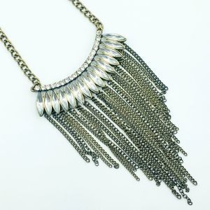 Deco inspired‎ rhinestone long necklace